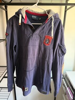 Men's Polo by Ralph Lauren Hooded Pullover Shirt with Patch Details